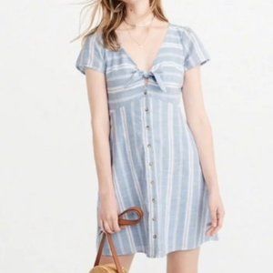 Abercrombie and Fitch Blue and White Striped Button Down Dress